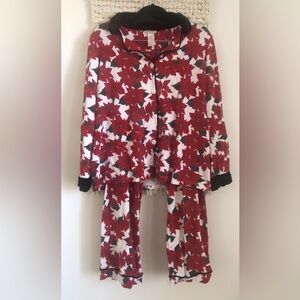 BedHead Pajamas Set Christmas Womens Size Large Cotton Holiday Poinsettia Print